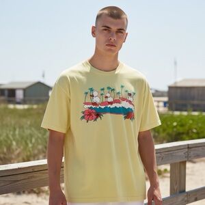 Vintage Single Stitch 1985 Yellow Jim Benton Surfing Ducks Tee Shirt Top Medium